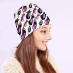 Watercolor Eggplant Pattern Print Beanie