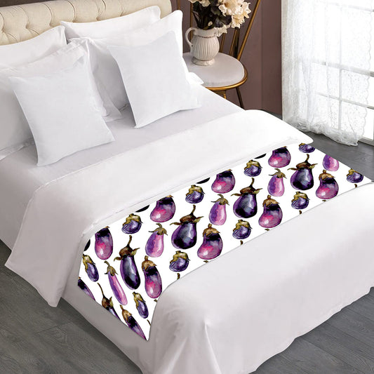 Watercolor Eggplant Pattern Print Bed Runner