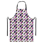 Watercolor Eggplant Pattern Print Bib Apron With Pocket