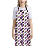 Watercolor Eggplant Pattern Print Bib Apron With Pocket
