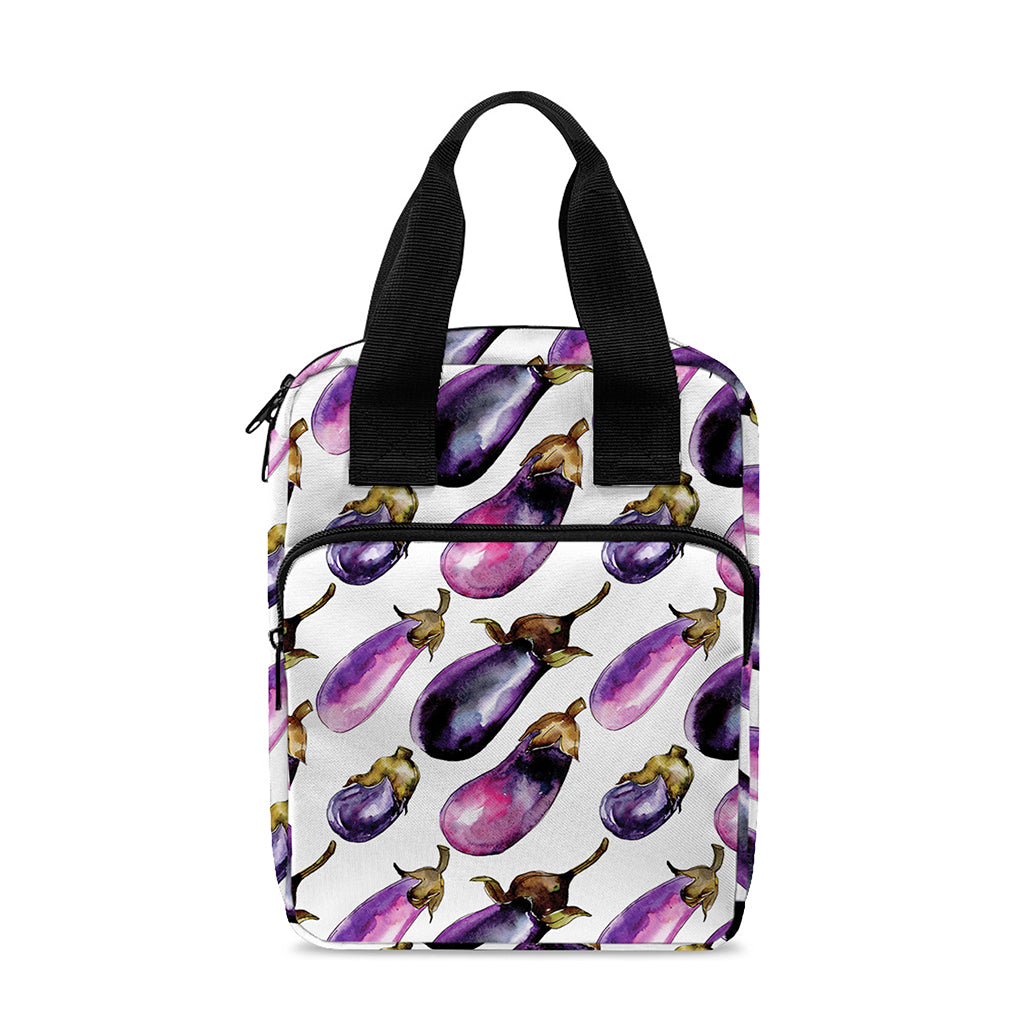 Watercolor Eggplant Pattern Print Bible Tote Bag