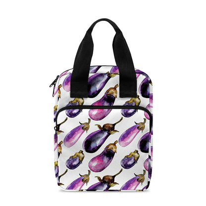 Watercolor Eggplant Pattern Print Bible Tote Bag