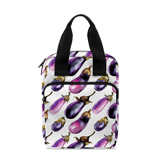 Watercolor Eggplant Pattern Print Bible Tote Bag