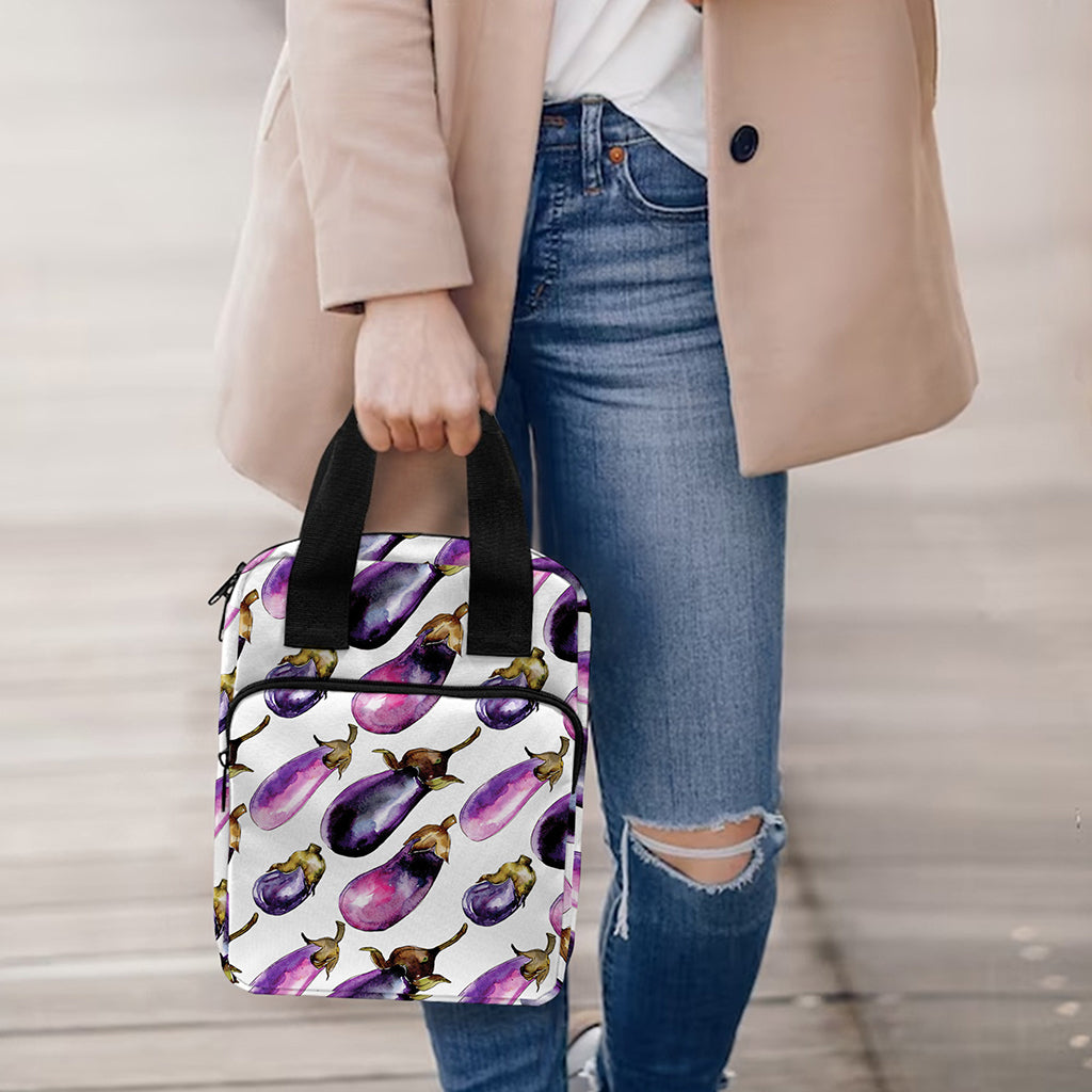 Watercolor Eggplant Pattern Print Bible Tote Bag
