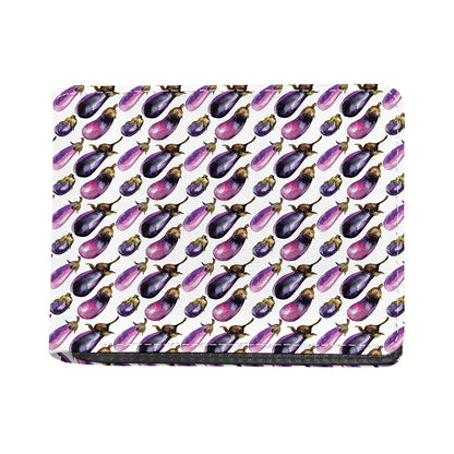 Watercolor Eggplant Pattern Print Bifold Wallet