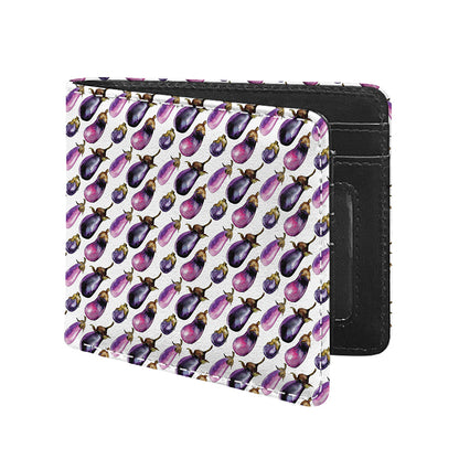 Watercolor Eggplant Pattern Print Bifold Wallet
