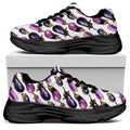 Watercolor Eggplant Pattern Print Black Chunky Shoes