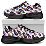 Watercolor Eggplant Pattern Print Black Chunky Shoes
