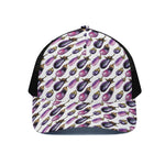 Watercolor Eggplant Pattern Print Black Mesh Trucker Cap