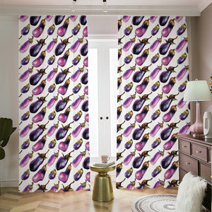 Watercolor Eggplant Pattern Print Blackout Pencil Pleat Curtains