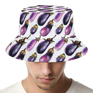 Watercolor Eggplant Pattern Print Bucket Hat