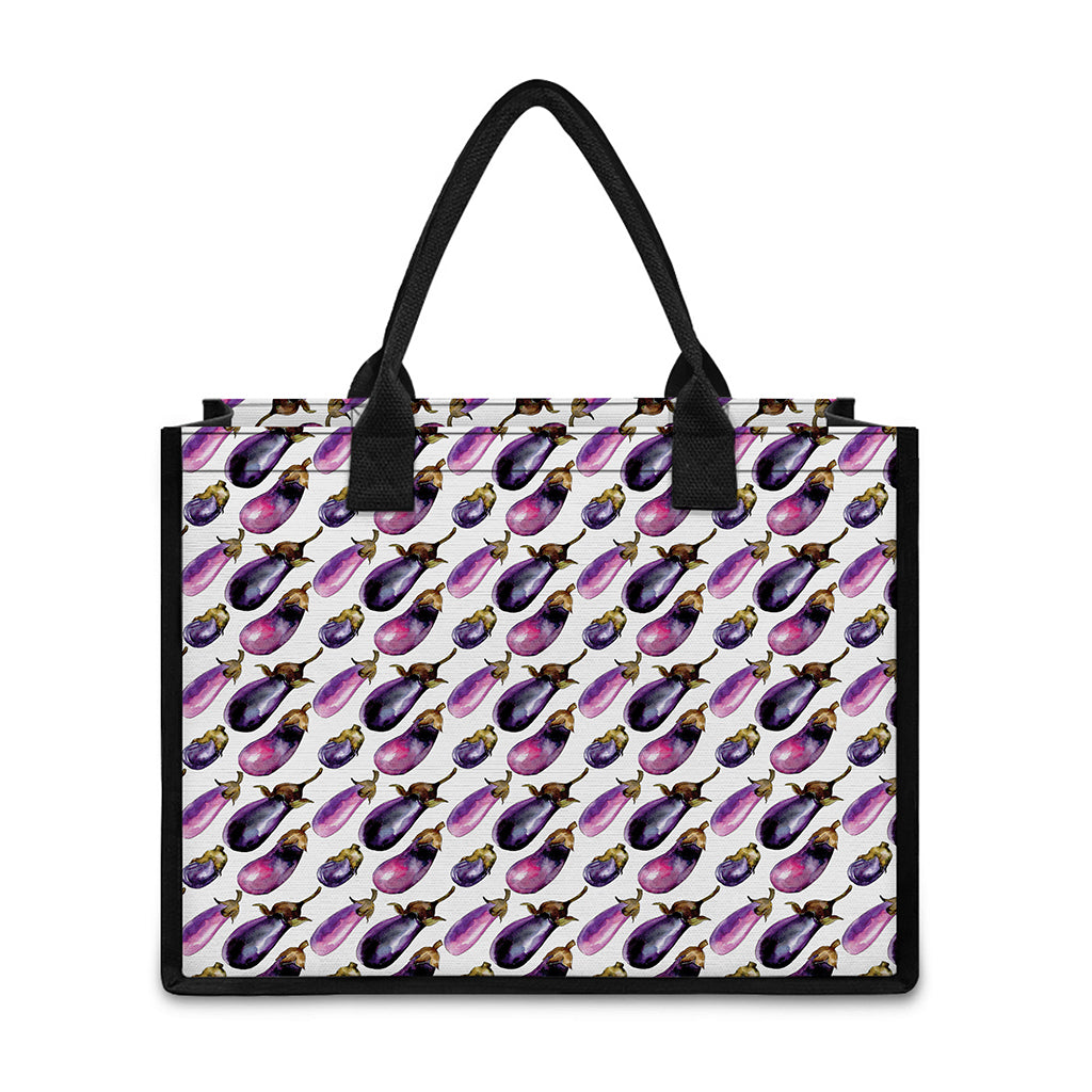 Watercolor Eggplant Pattern Print Canvas Tote Bag