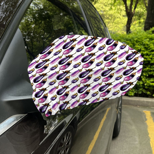Watercolor Eggplant Pattern Print Car Side Mirror Covers