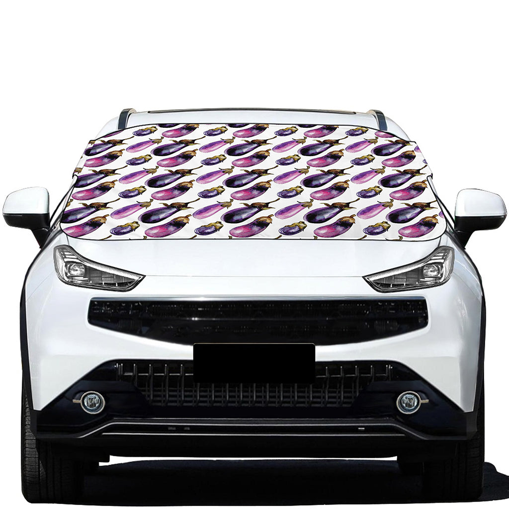 Watercolor Eggplant Pattern Print Car Windshield Snow Cover