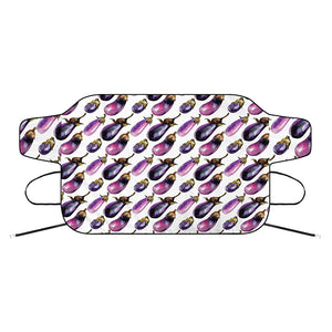 Watercolor Eggplant Pattern Print Car Windshield Snow Cover