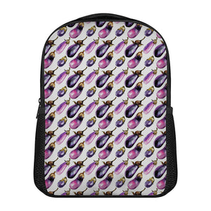 Watercolor Eggplant Pattern Print Casual Backpack