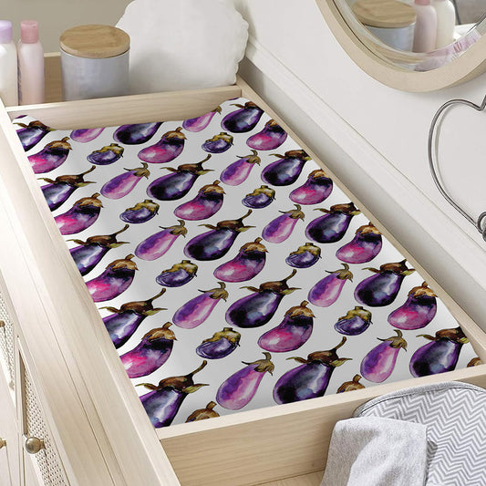 Watercolor Eggplant Pattern Print Changing Pad Cover