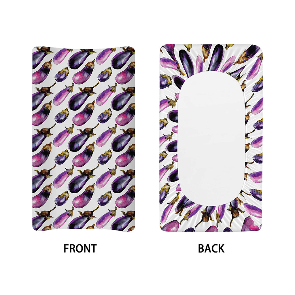 Watercolor Eggplant Pattern Print Changing Pad Cover