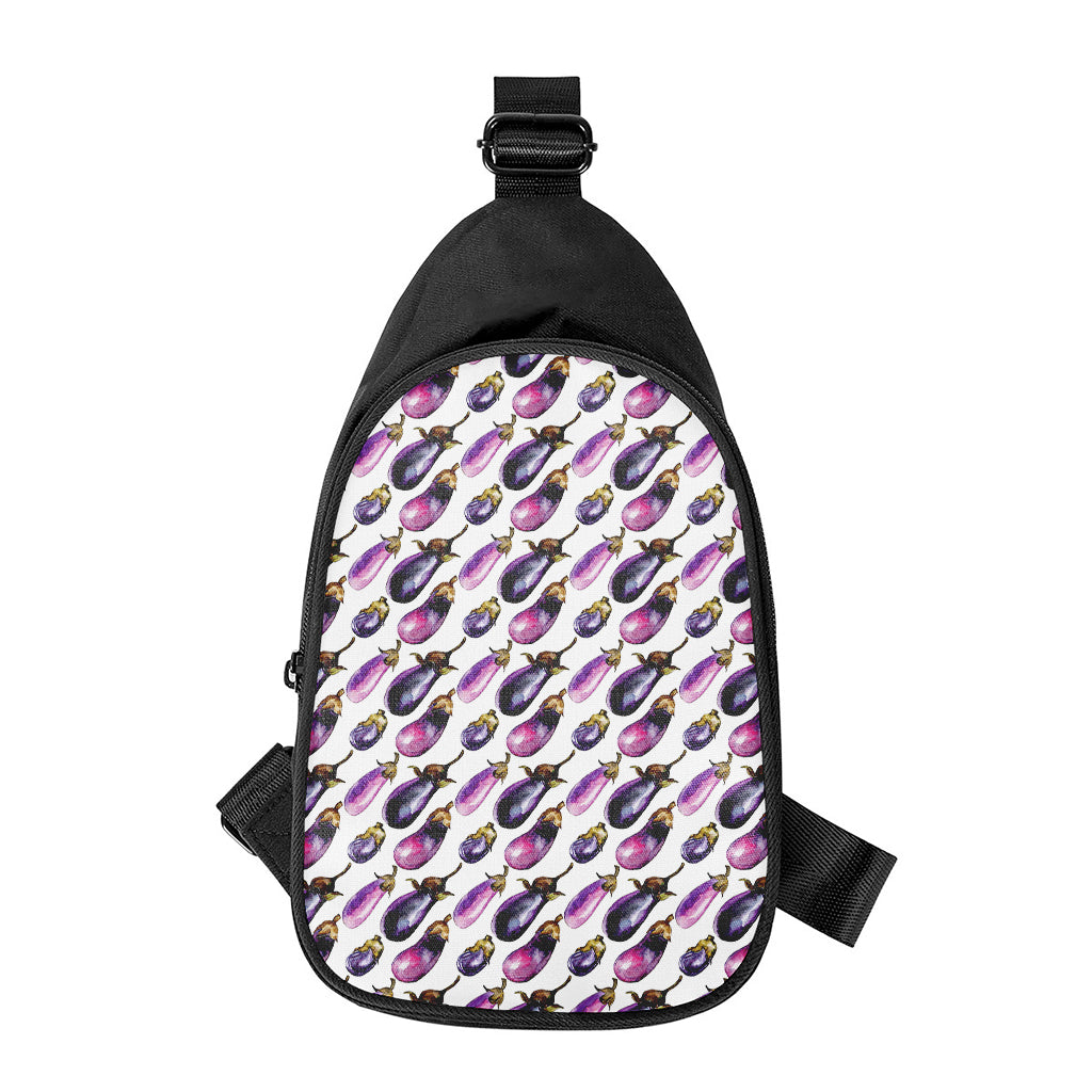 Watercolor Eggplant Pattern Print Chest Bag