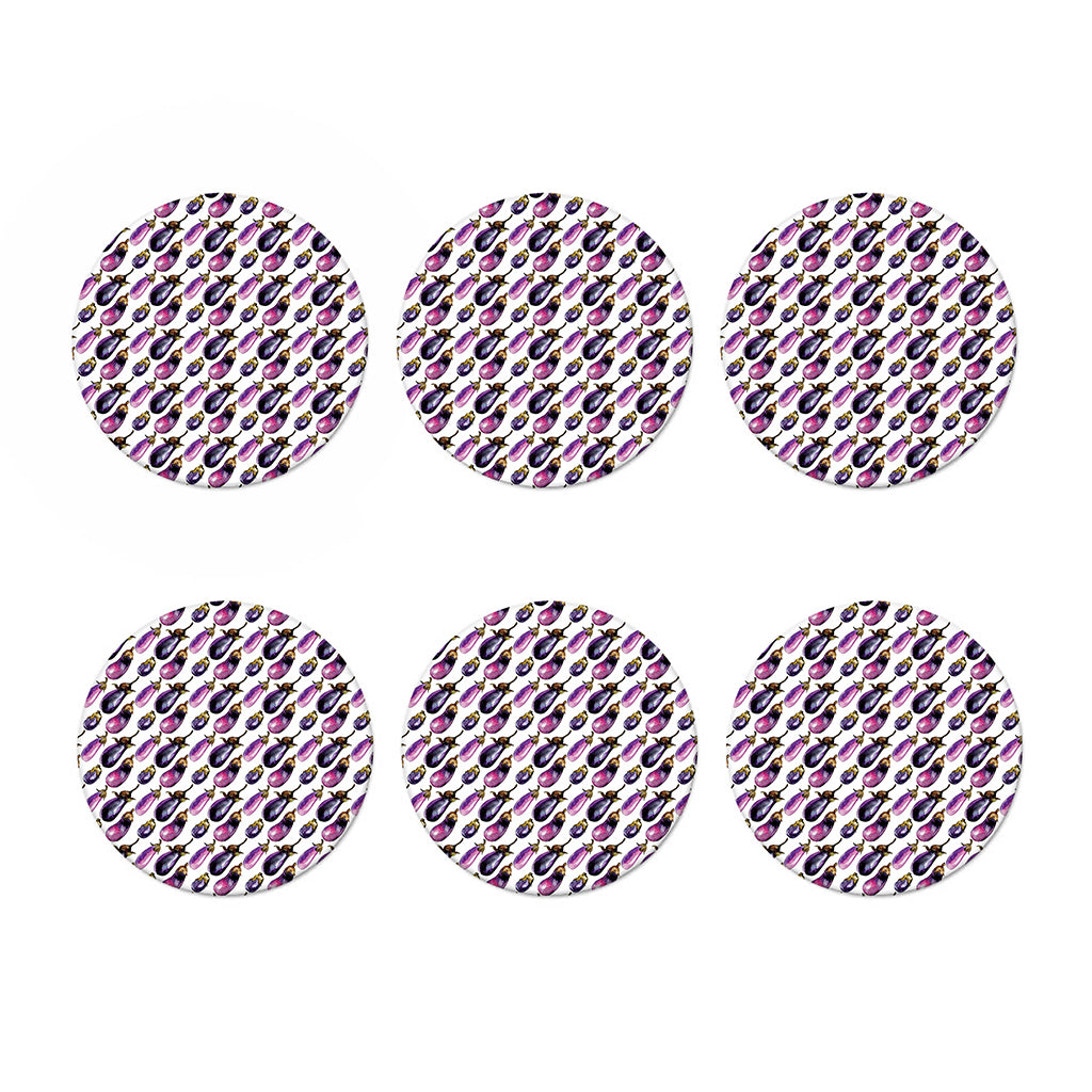 Watercolor Eggplant Pattern Print Coaster Set