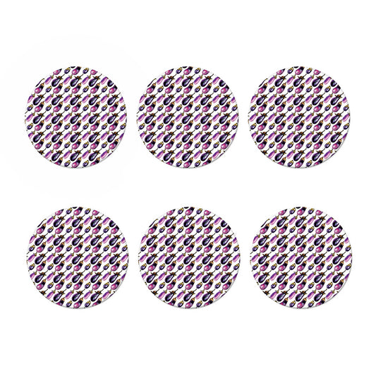 Watercolor Eggplant Pattern Print Coaster Set