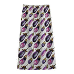 Watercolor Eggplant Pattern Print Cotton Front Slit Maxi Skirt