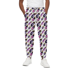 Watercolor Eggplant Pattern Print Cotton Pants