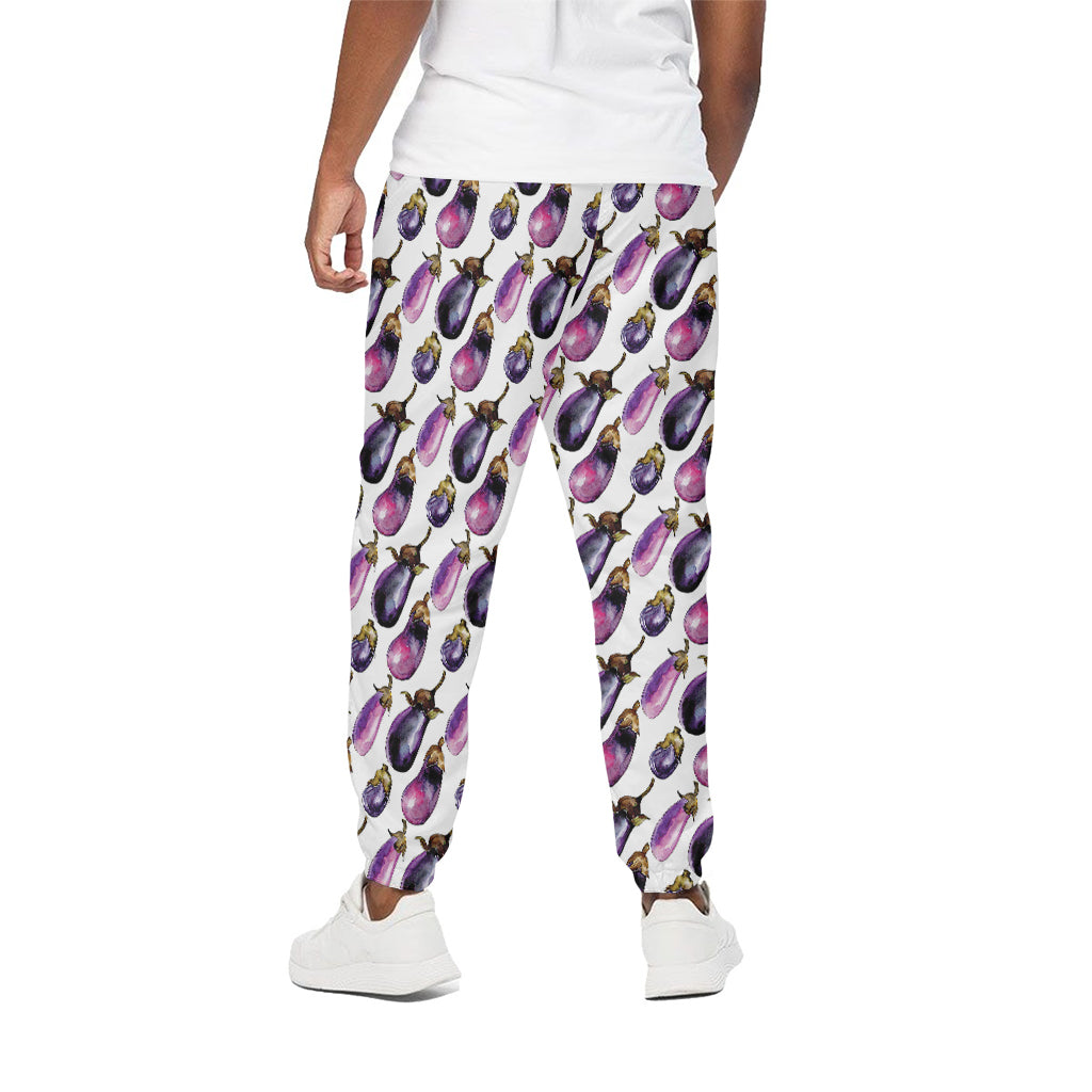 Watercolor Eggplant Pattern Print Cotton Pants