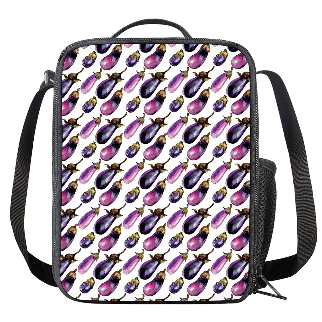 Watercolor Eggplant Pattern Print Crossbody Lunch Bag