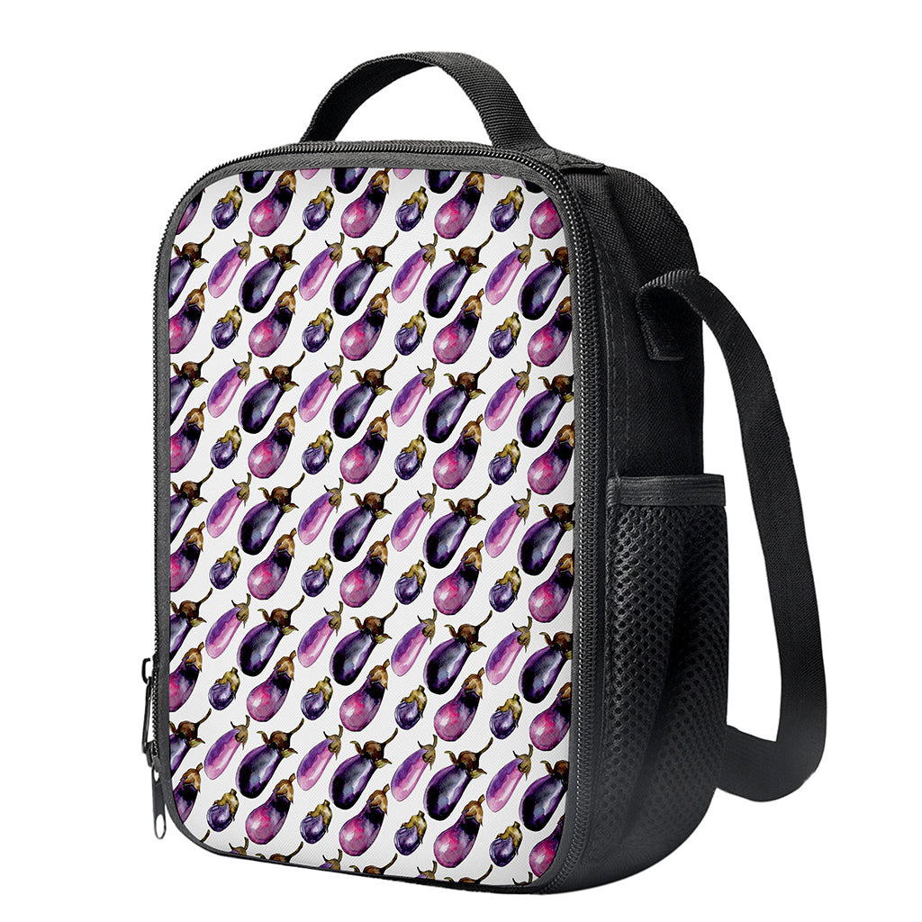 Watercolor Eggplant Pattern Print Crossbody Lunch Bag