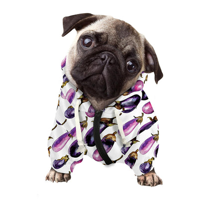Watercolor Eggplant Pattern Print Dog Zip Up Hoodie