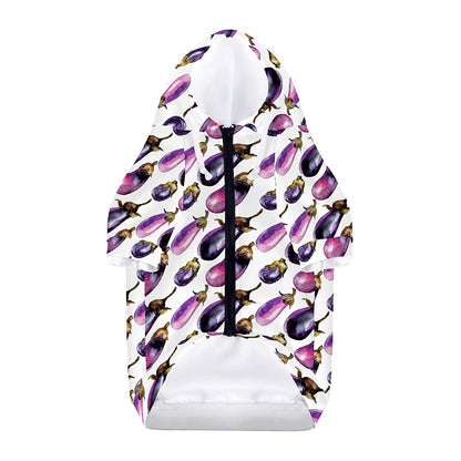 Watercolor Eggplant Pattern Print Dog Zip Up Hoodie