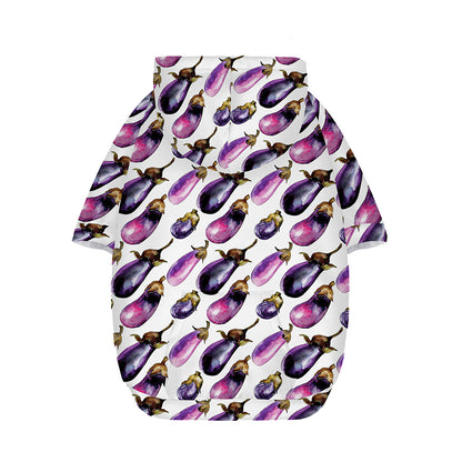 Watercolor Eggplant Pattern Print Dog Zip Up Hoodie