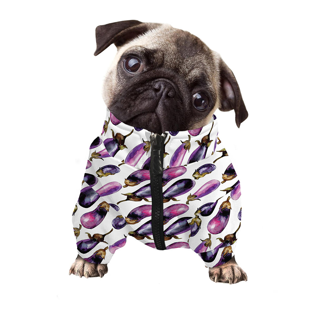 Watercolor Eggplant Pattern Print Dog Zip Up Jacket