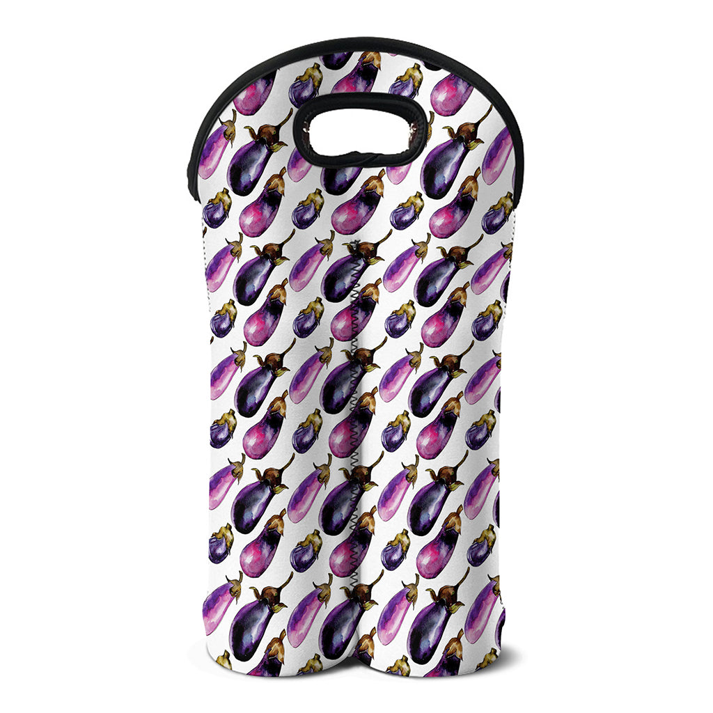 Watercolor Eggplant Pattern Print Double Neoprene Wine Tote