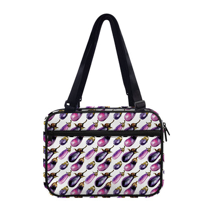 Watercolor Eggplant Pattern Print Double Strap Bible Bag