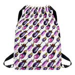 Watercolor Eggplant Pattern Print Drawstring Backpack