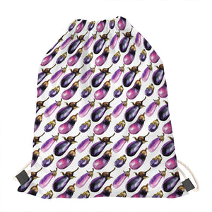 Watercolor Eggplant Pattern Print Drawstring Bag