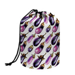 Watercolor Eggplant Pattern Print Drawstring Makeup Bag