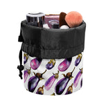 Watercolor Eggplant Pattern Print Drawstring Makeup Bag