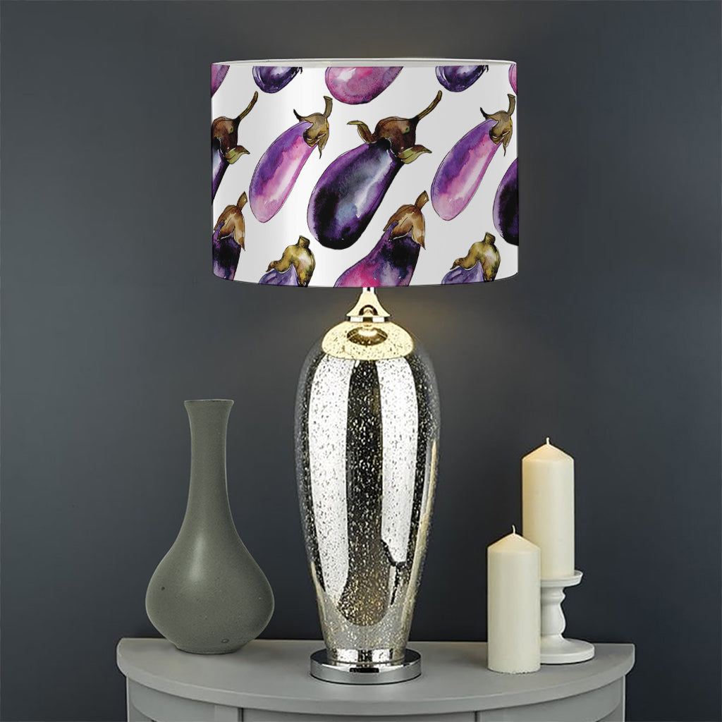 Watercolor Eggplant Pattern Print Drum Lamp Shade