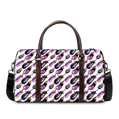 Watercolor Eggplant Pattern Print Duffle Bag