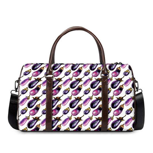 Watercolor Eggplant Pattern Print Duffle Bag