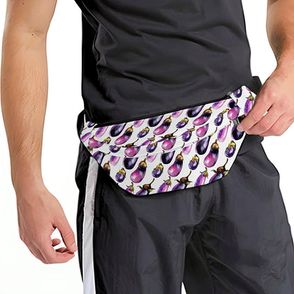 Watercolor Eggplant Pattern Print Fanny Pack