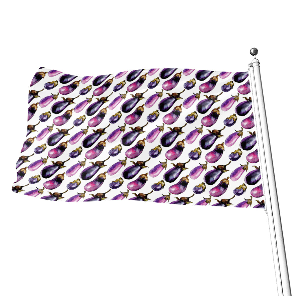 Watercolor Eggplant Pattern Print Flag