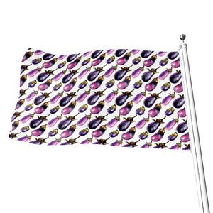 Watercolor Eggplant Pattern Print Flag