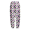 Watercolor Eggplant Pattern Print Fleece Lined Knit Pants