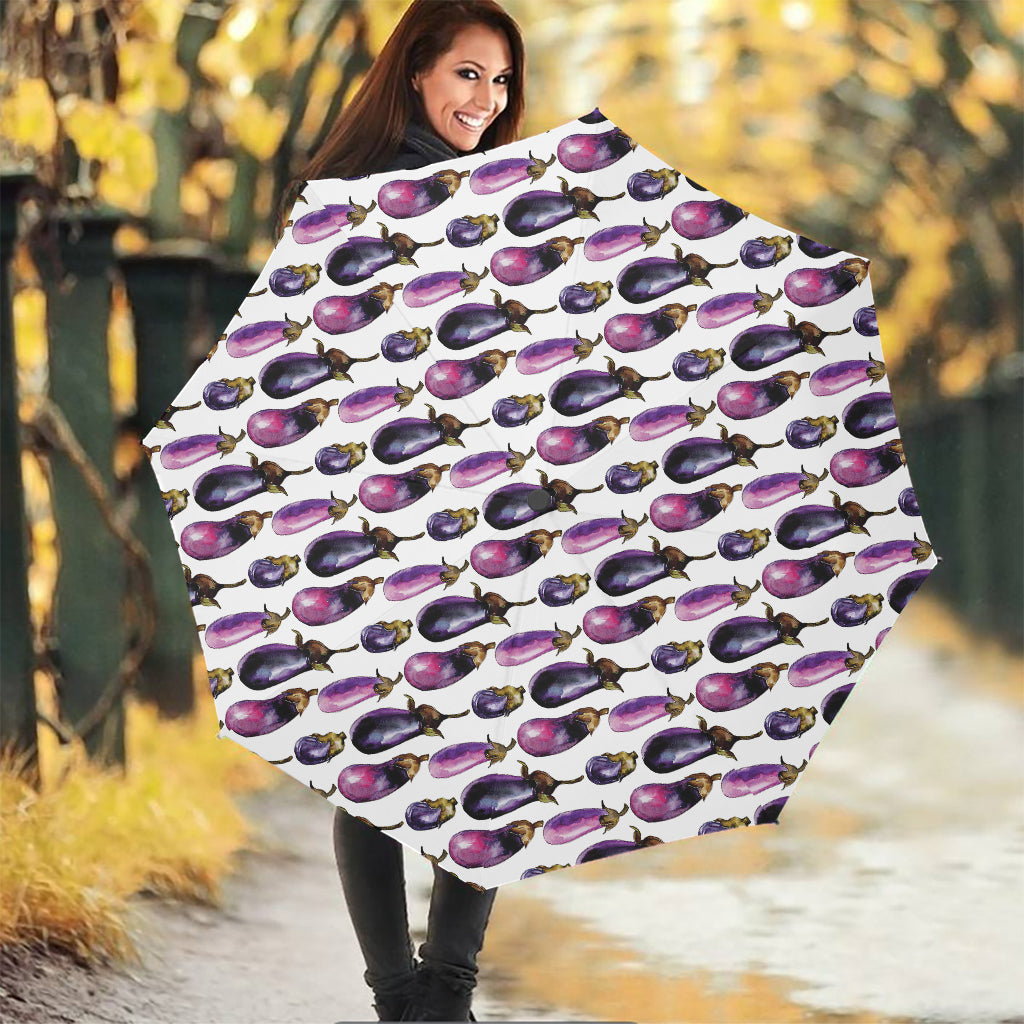 Watercolor Eggplant Pattern Print Foldable Umbrella