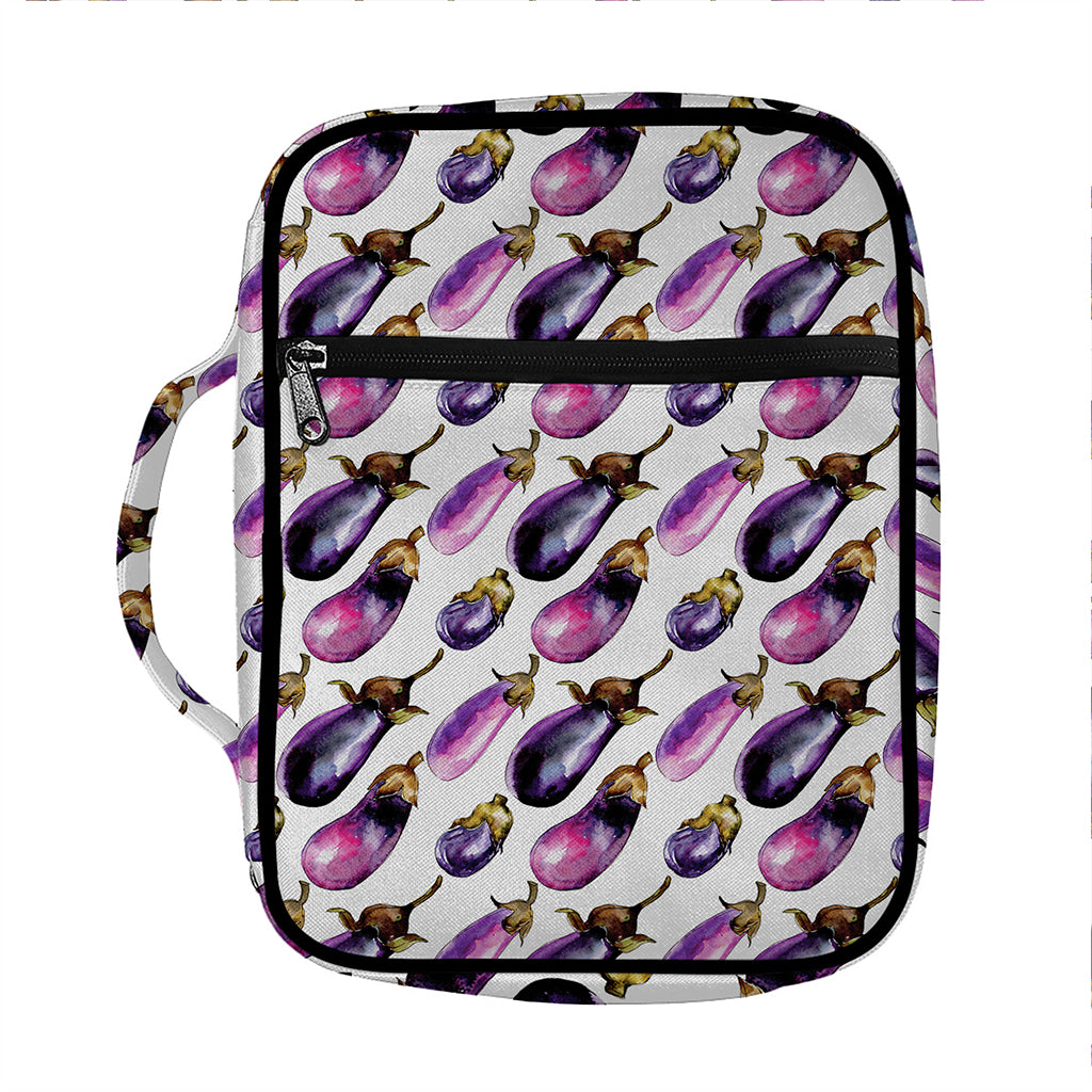 Watercolor Eggplant Pattern Print Front Pocket Bible Bag