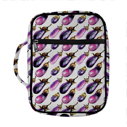Watercolor Eggplant Pattern Print Front Pocket Bible Bag